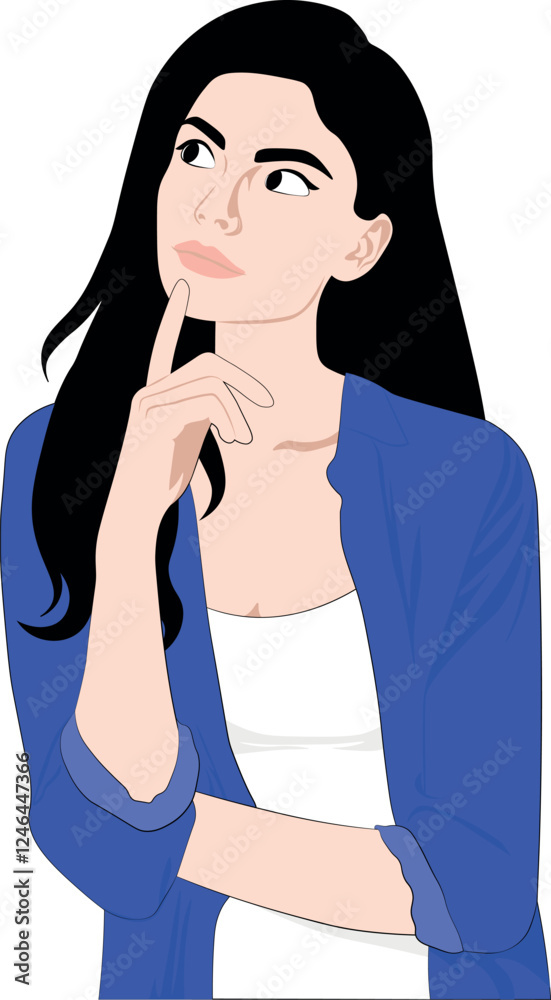Young girl thinking. Making a decision. Solving a problem. Young girl thinking. Making a decision. Solving a problem.