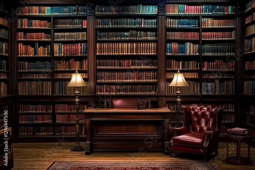 Elegant classical library showcasing extensive old book collection.