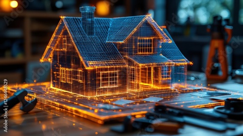 Innovative 3D Model of a House Representing Digital Architecture Concept