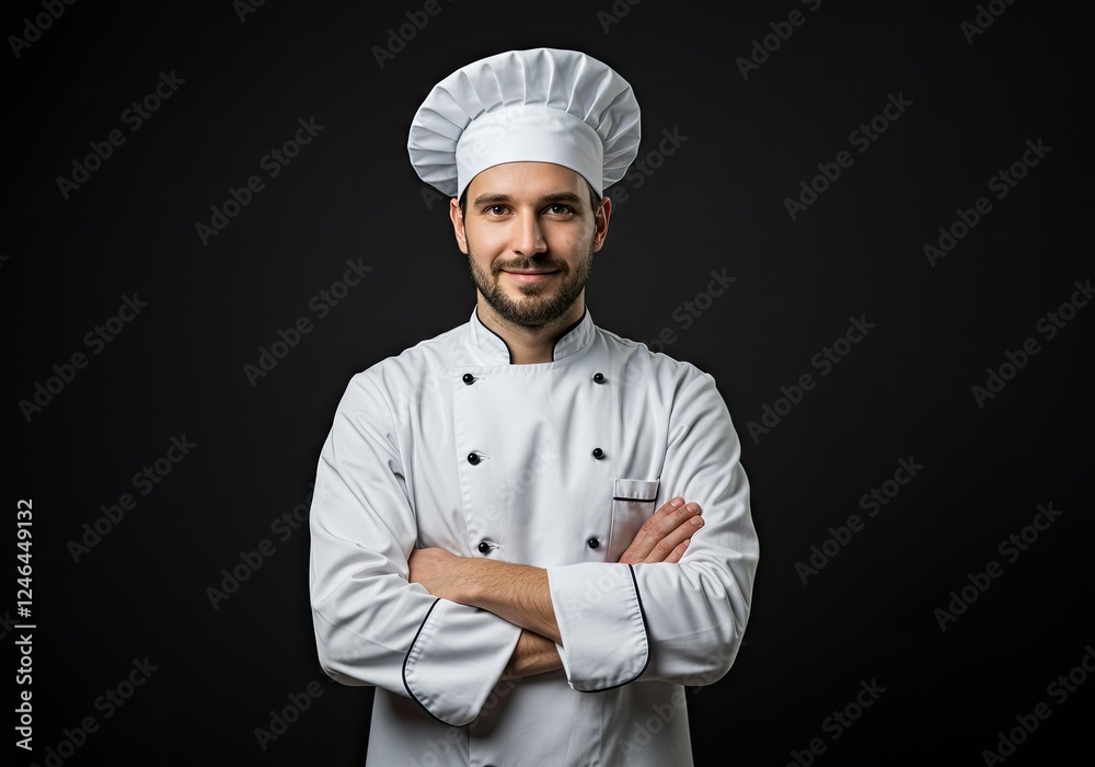 portrait of a handsome male chef dressed in uniform portrait of a handsome male chef dressed in uniform