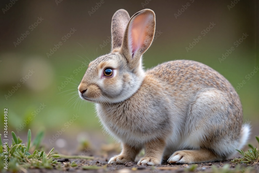 Fototapeta premium rabbit with back to viewer showing fur eyes and ears texture