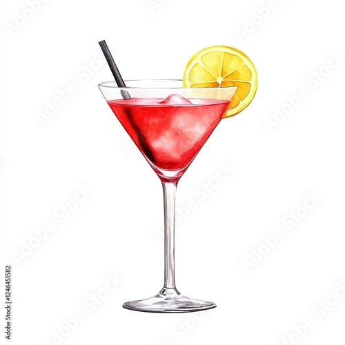 Wallpaper Mural Vibrant Pink Cosmopolitan Cocktail Illustration, chic drink design, digital art, elegant and eye-catching, perfect for modern projects Torontodigital.ca