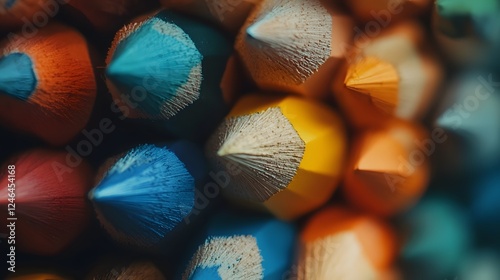 A close-up shot of the tips and color pencil leads
 photo