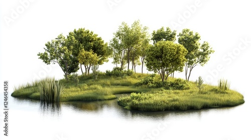 Wallpaper Mural Serene Island Landscape with Lush Green Trees and Calm Water Torontodigital.ca