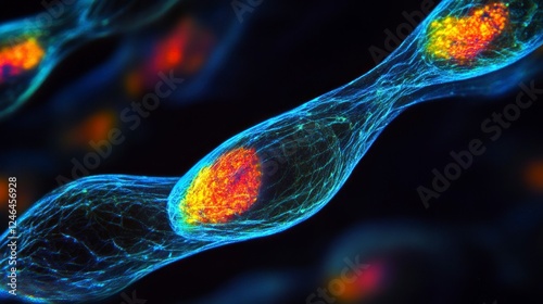 Artistic macro shot of embryonic stem cells in a scientific environment gigapixel quality vibrant color spectrum