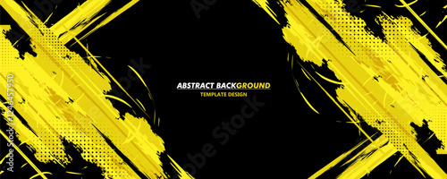 Abstract Background with Sportly Yellow Brush Style and Grunge Effect. Grunge Brushstroke Element for Poster or Banner Design. Design Template Vector Background