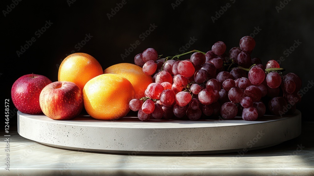 Still Life with Fruit on Concrete Platter Still Life with Fruit on Concrete Platter