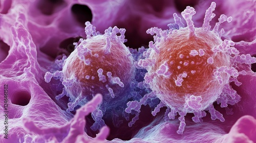 Mesenchymal stem cell analysis laboratory scientific illustration microscopic environment close-up view high magnification concept