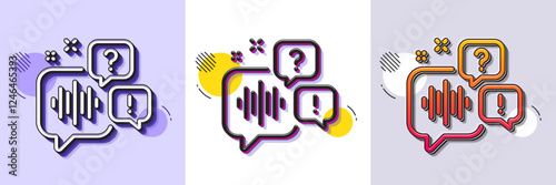Voicemail line icon. Halftone dotted pattern. Gradient icon with grain shadow. Audio message sign. Listen music symbol. Line voicemail icon. Various designs. Vector
