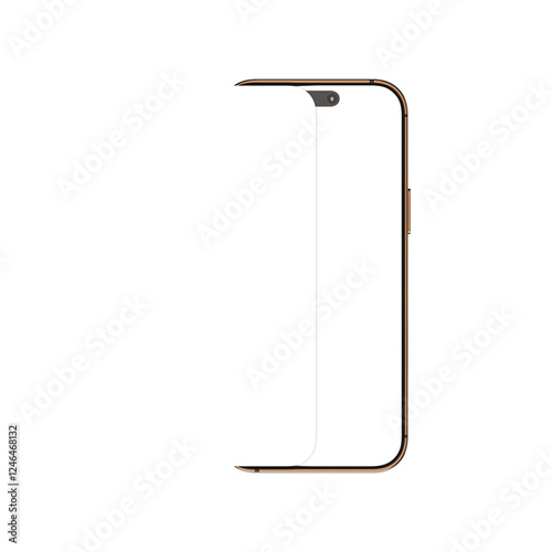 3D Render Modern Smartphone Titanium Desert Premium Orthographic View Front featuring a separate UI/UX display layer Transparent Background