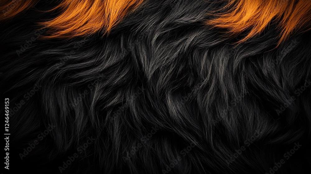 Fototapeta premium Close-up view of vibrant black and orange fur texture, showcasing natural patterns and softness