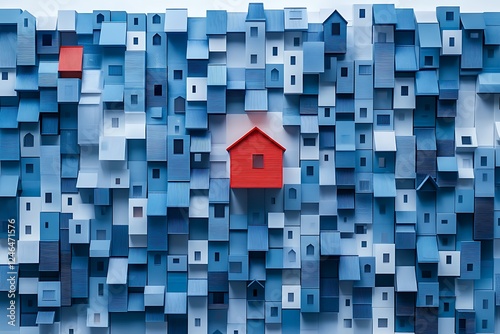 Abstract Cityscape with a Pop of Red