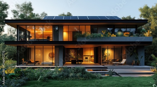 Modern Eco-Friendly Smart Home Design in Lush Forest Setting