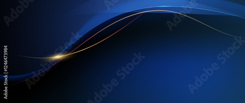 Vector abstract, blue- black color background, luxury wave gold line pattern, Illustration modern graphic design for invite, premium, Vip template, business banner or futuristic technology background