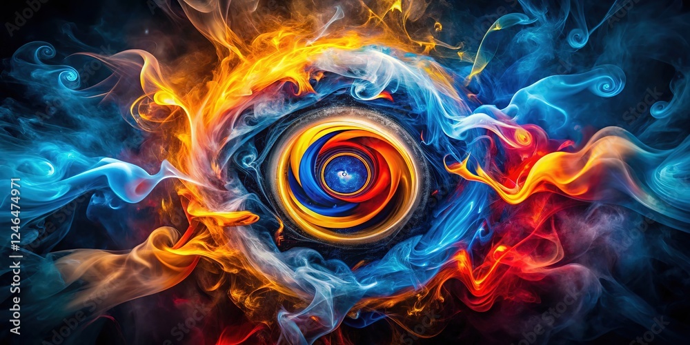 Fototapeta premium Fractals emerge from drone-controlled smoke spirals. Intricate, abstract shapes.