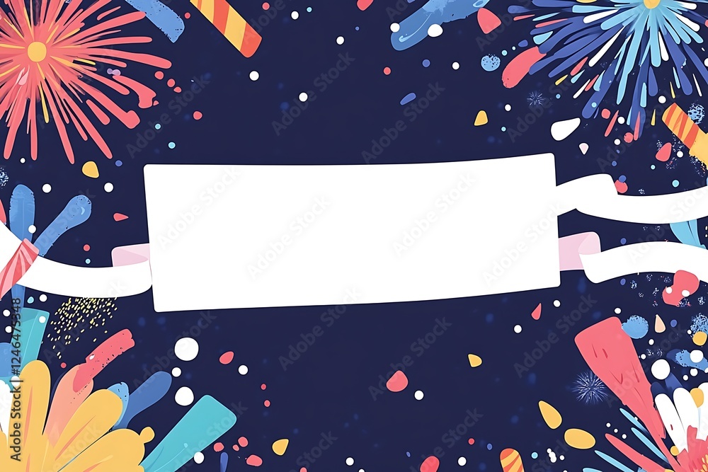 Fototapeta premium Vibrant Fireworks Celebration Background with Blank Space for Text or Design
