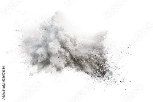 Visual chalk dust explosion, highlighting the cloud of fine particles suspended in motion, adding depth and texture isolated on transparent background