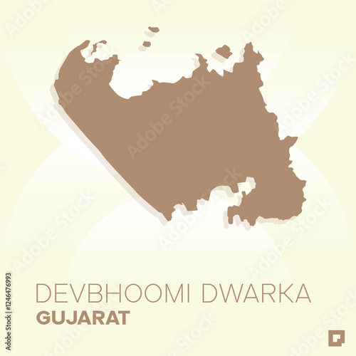 Devbhoomi Dwarka vector map, Vector map of Devbhoomi Dwarka, editable eps, AI files, Vector illustration of Devbhoomi Dwarka vector map