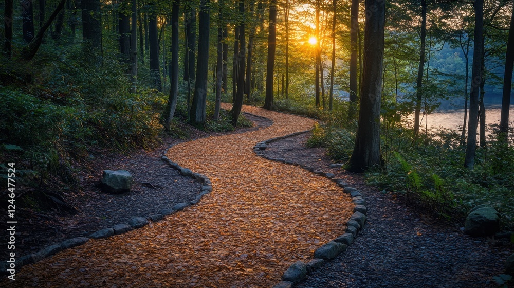Fototapeta premium Scenic walking trail in a lush forest