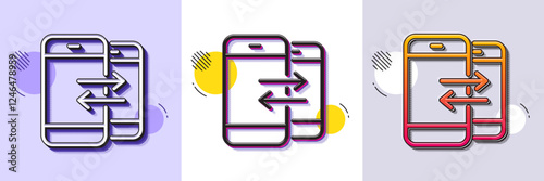 Phone Communication line icon. Halftone dotted pattern. Gradient icon with grain shadow. Incoming and Outgoing call sign. Conversation or SMS symbol. Line phone Communication icon. Vector