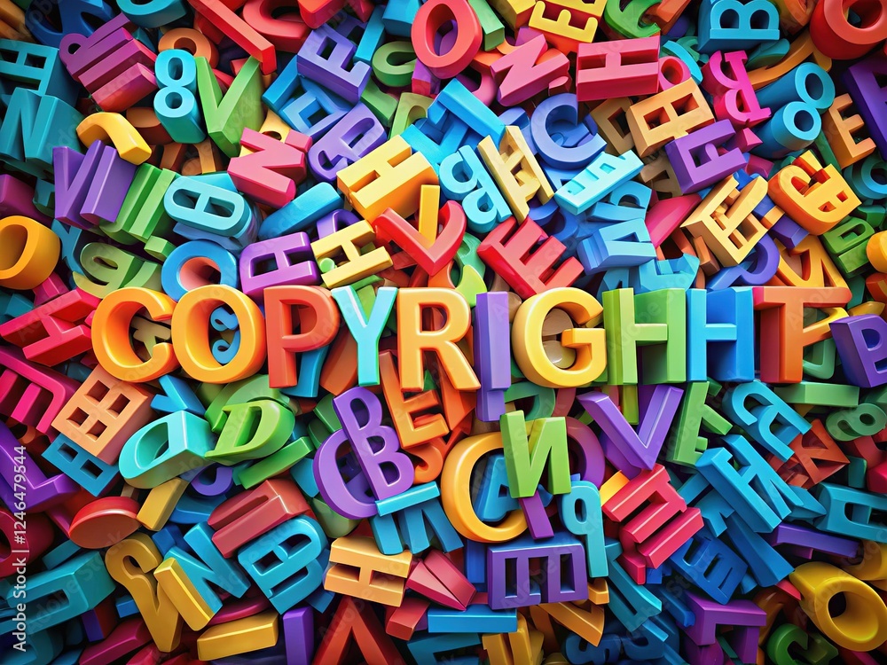 Fototapeta premium Colorful, layered 3D text, swirling letters, documentary visuals.