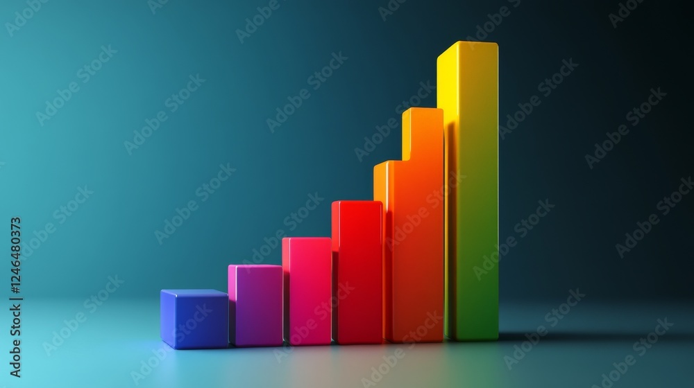 Digital multicolored histogram representing business growth in 3D. Digital multicolored histogram representing business growth in 3D.