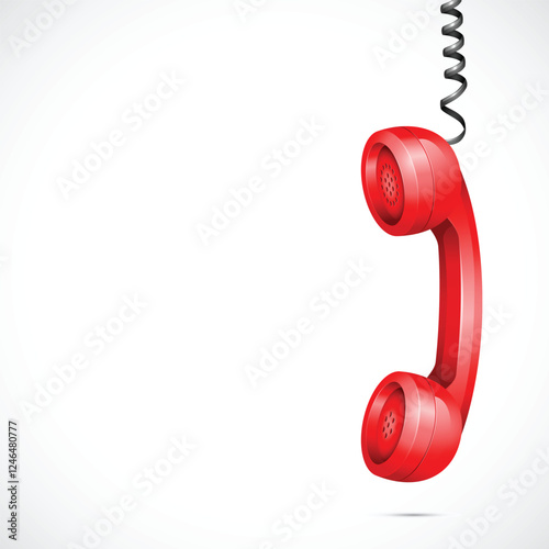 Vintage red phone receiver with a classic design and nostalgic appeal perfect for communication technology and retro-themed designs vector illustration
