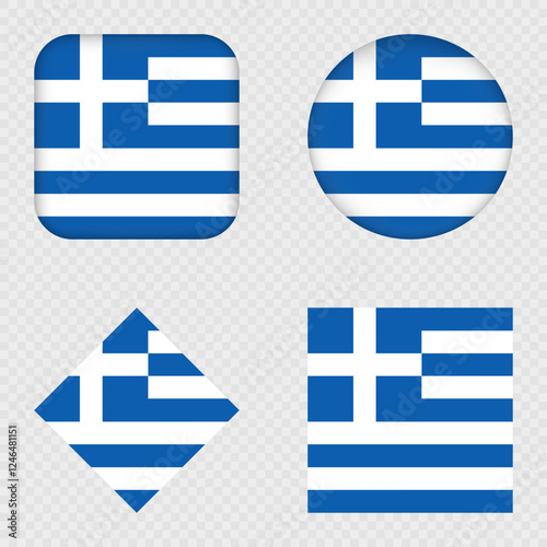 Greece Flag Icons Pack. Vector illustration.