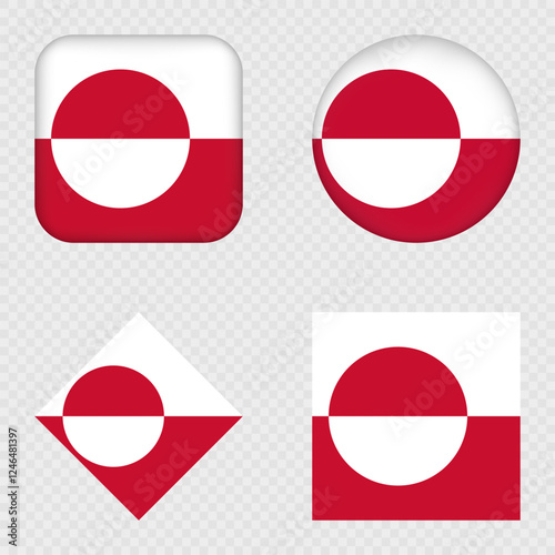 Greenland Flag Icons Pack. Vector illustration.