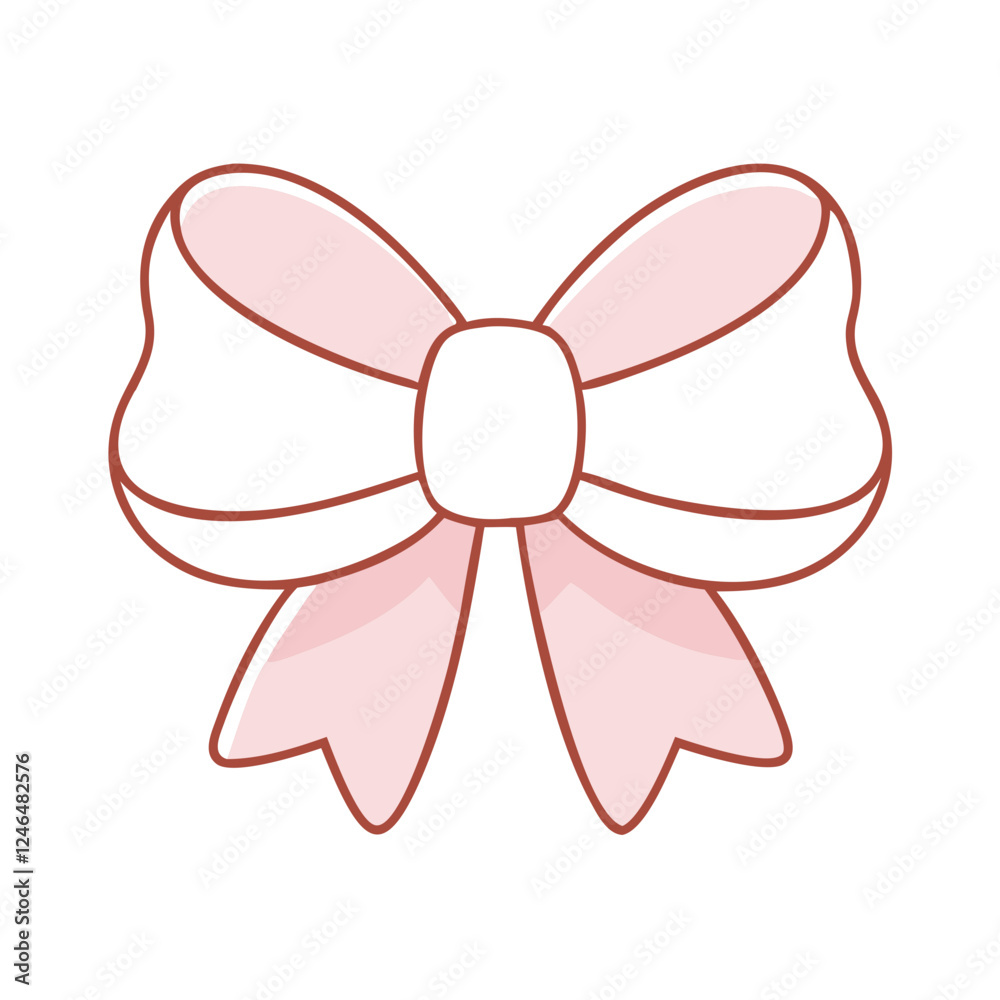 Bow in simple linear UI style, white and minimal, Easter celebration icon with copy space Bow in simple linear UI style, white and minimal, Easter celebration icon with copy space