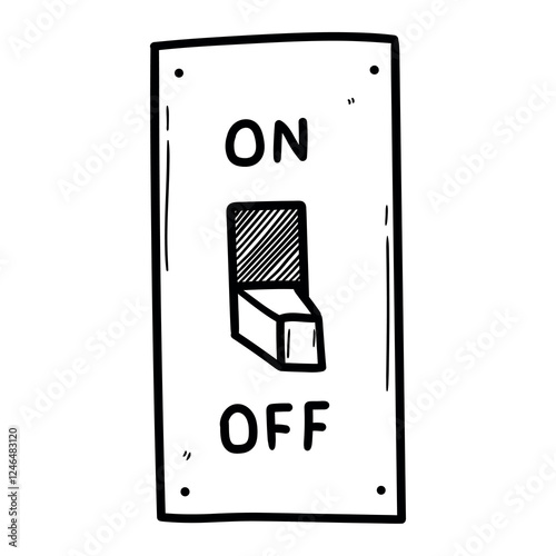 Hand drawn doodle electric switch on white background.