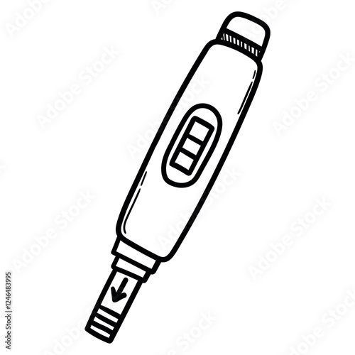 Hand drawn doodle pregnancy test on a white background.