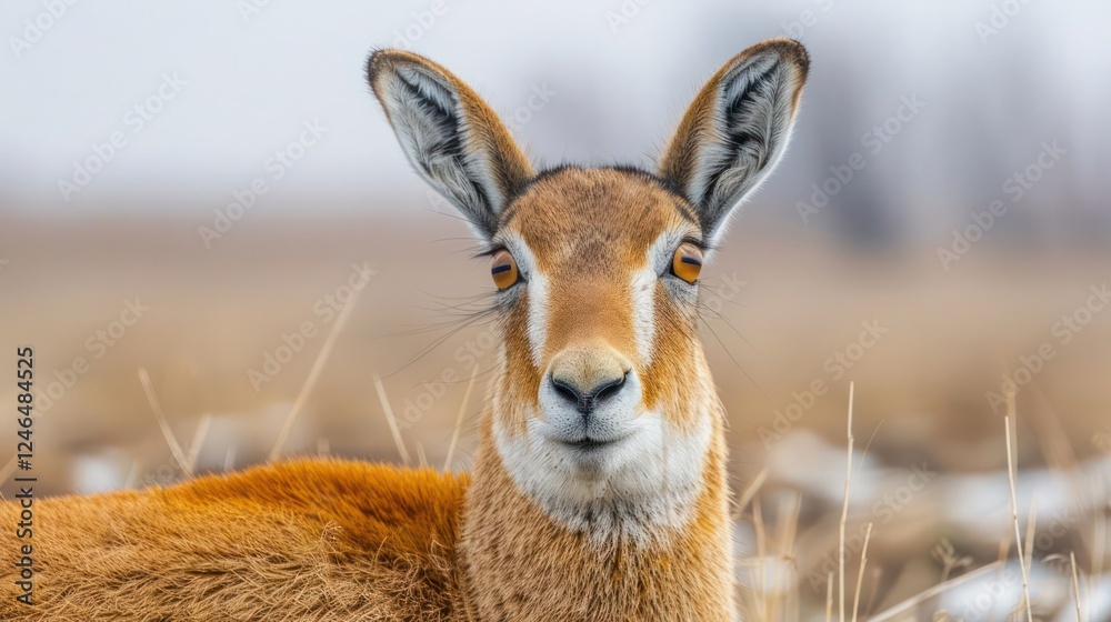 Close-up of a gazelle in a natural landscape, showcasing its features against a blurred background Close-up of a gazelle in a natural landscape, showcasing its features against a blurred background