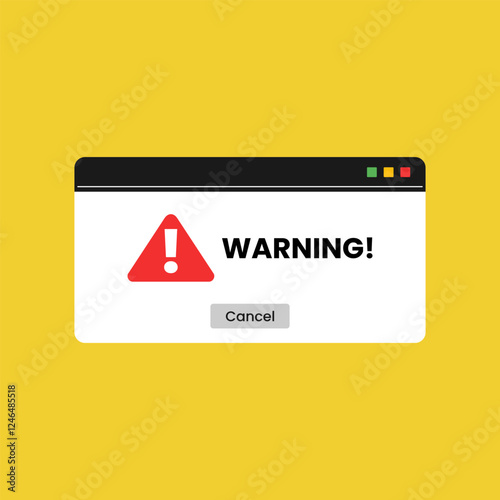 Warning pop up template design with flat vector design