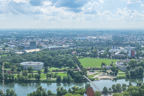 Die Hochschulstadt Ingolstadt im nördlchen Oberbayern aus der Vogelperspektive photo