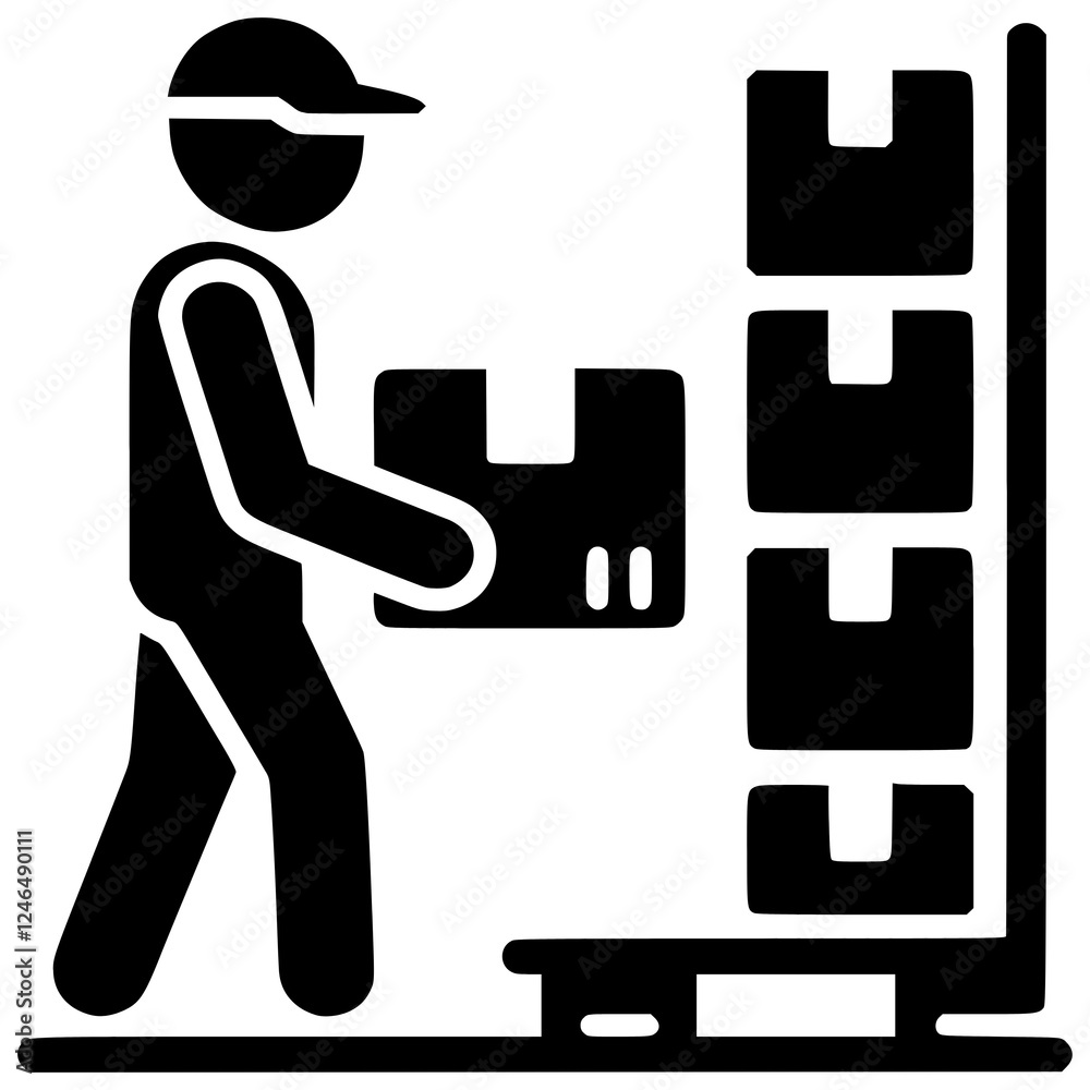 Warehouse Worker Moving Package Warehouse Worker Moving Package