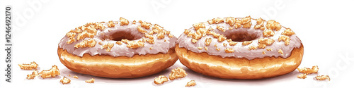 Ultra HD illustration of a crumbled donut with clean background