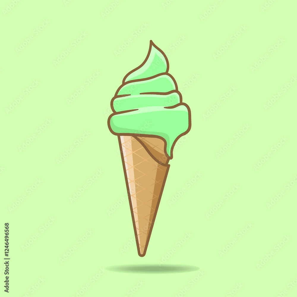 Delicious Mint Ice Cream Cone Summer Treat