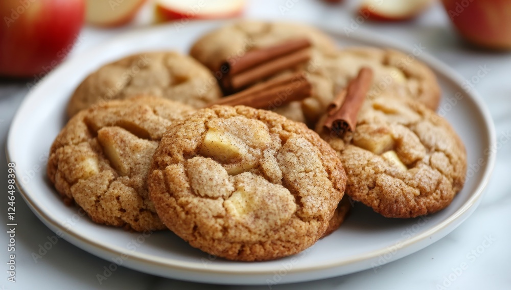 Apple cinnamon cookies plate, kitchen, baking