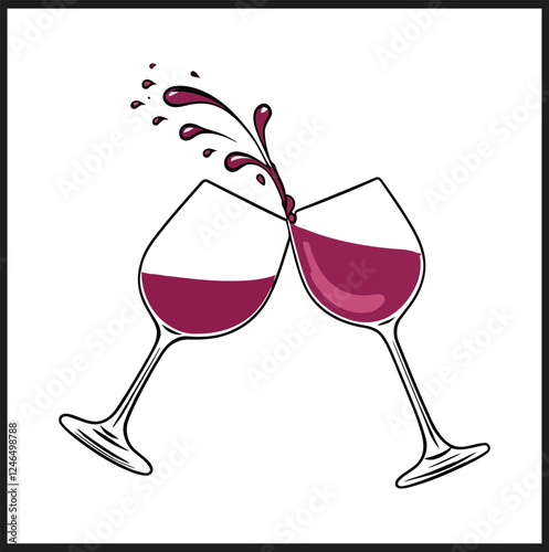 wine glasses toasting logo icon vector for Events