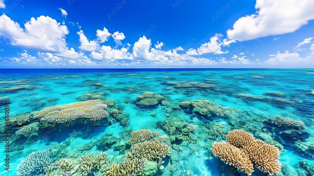 Naklejka premium Vibrant Coral Reef Under a Sunny Sky