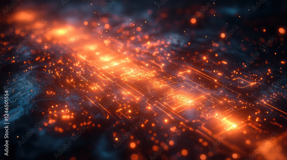 Abstract Digital Circuitry: Glowing Pathways of Data Abstract Digital Circuitry: Glowing Pathways of Data