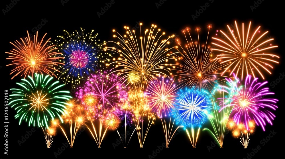 Vibrant Fireworks Display Night Celebration