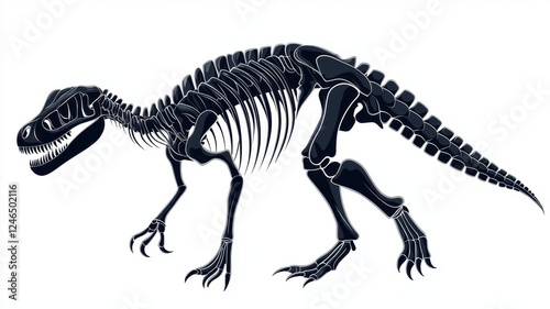 Detailed Dinosaur Skeleton Illustration Prehistoric Animal Fossil Graphic Design