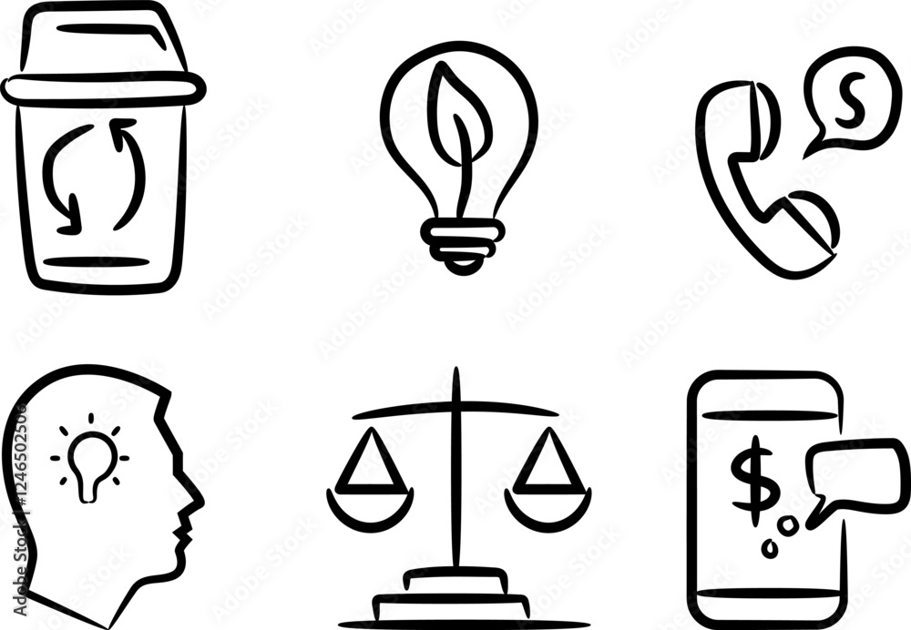 Collection of hand drawn business management doodles Collection of hand drawn business management doodles