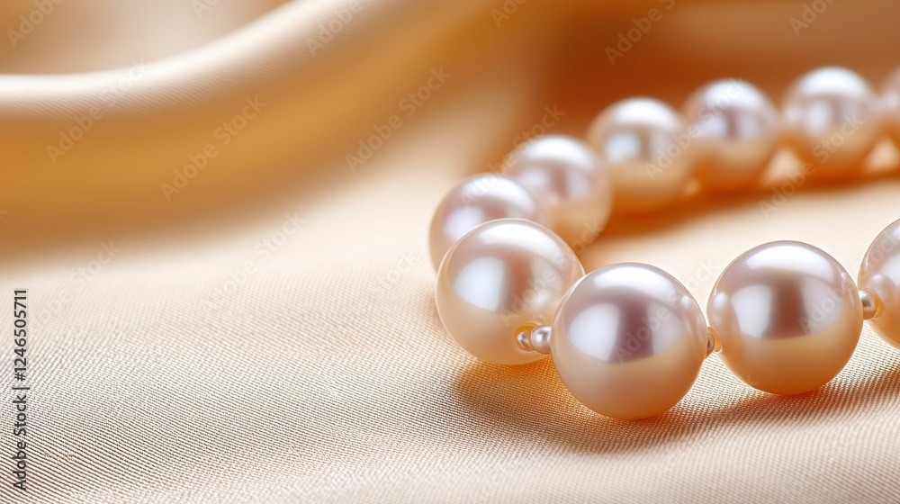 Elegant pearl bracelet on silk background. Elegant pearl bracelet on silk background.