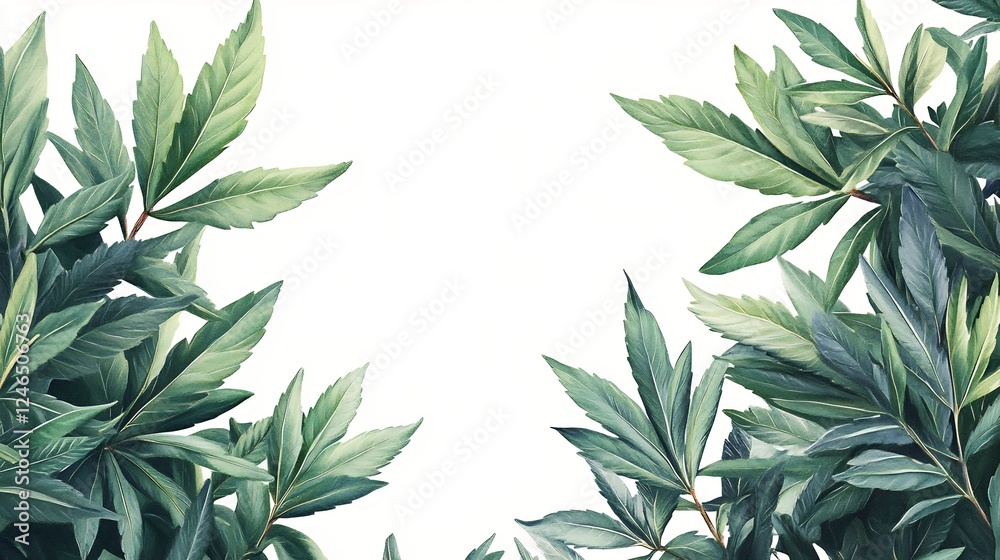 Lush Greenery Frame: A Botanical Watercolor Illustration Lush Greenery Frame: A Botanical Watercolor Illustration