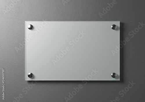 blank glass name plate wallmounted mockup photo