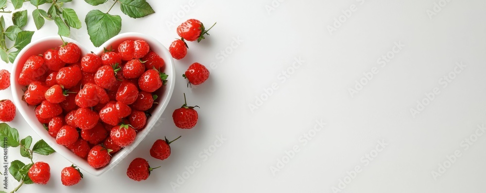 Fresh strawberries in a heart-shaped bowl. Fresh strawberries in a heart-shaped bowl.