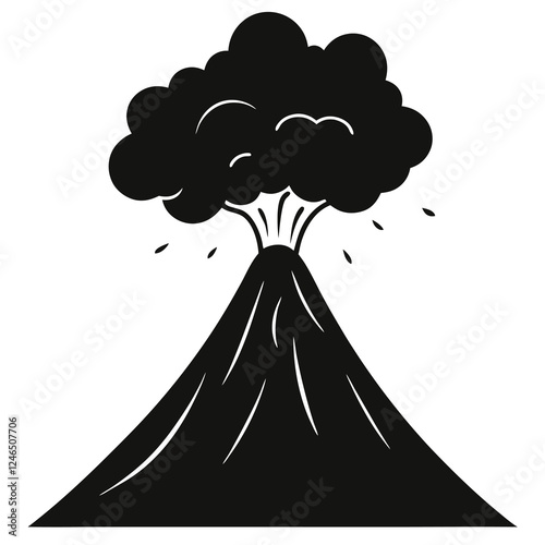 silhouette vector of a pyroclastic cloud rushing down